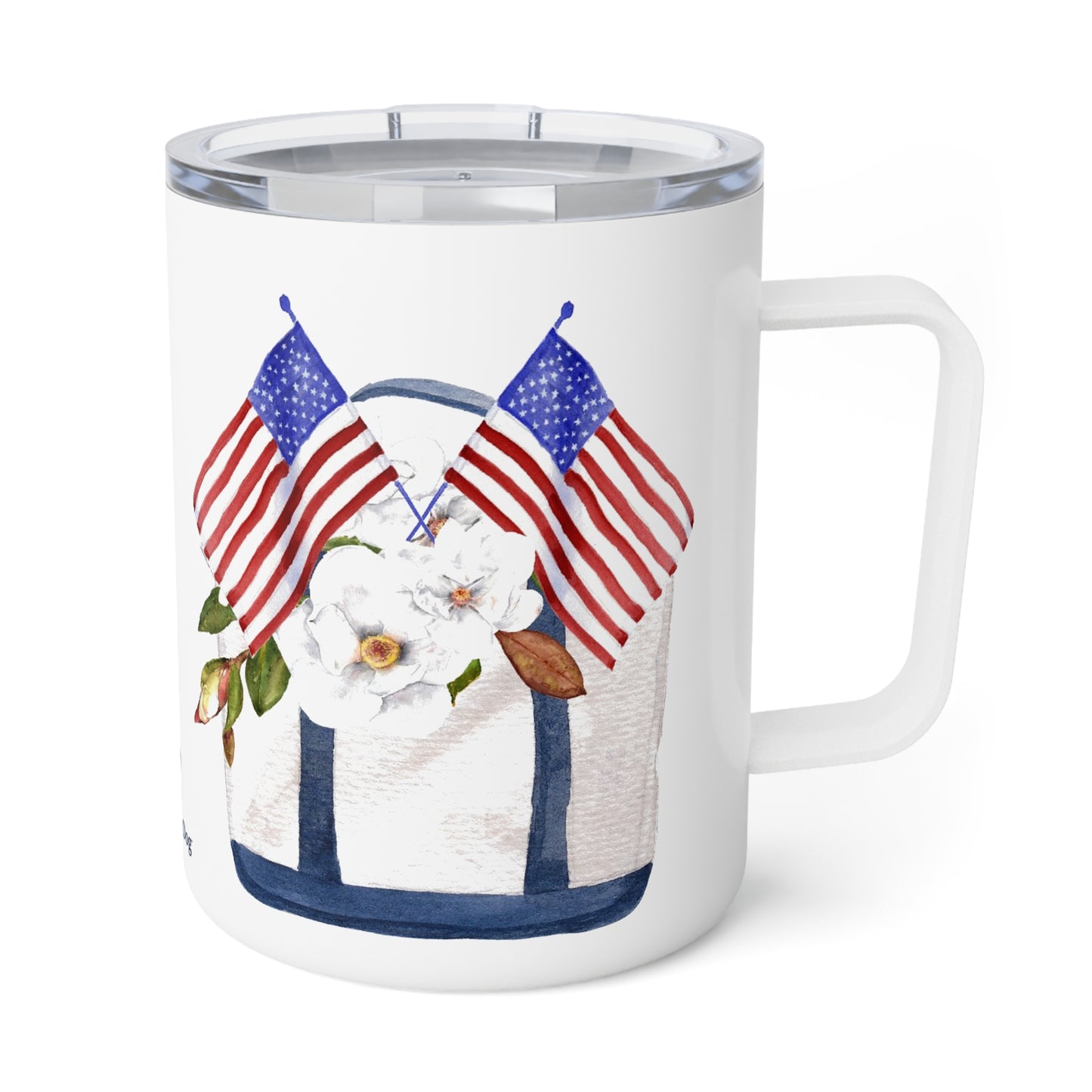 Southern Magnolia Patriotic Tote Insulated Travel Multi Mug With Optional Monogram