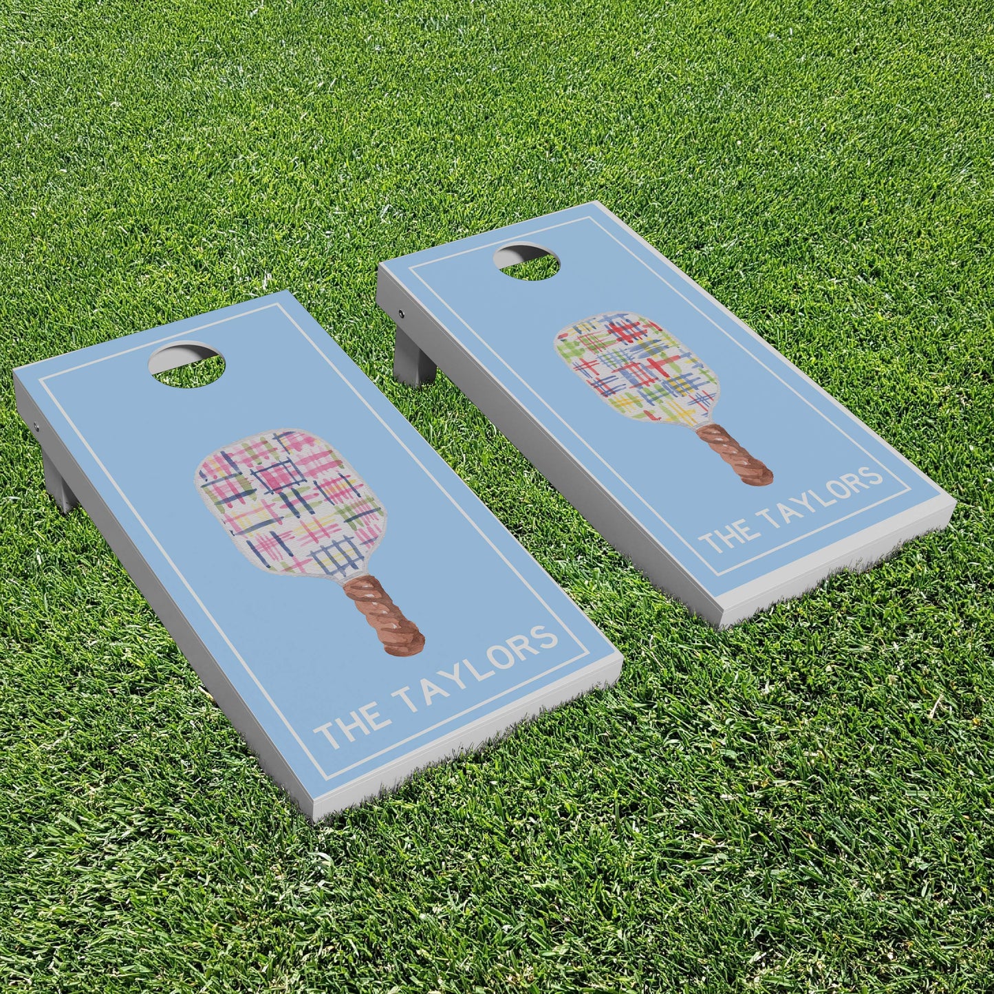 Luxury Personalized Marblehead Madras Pickleball Eco-Friendly Cornhole Boards - A Perfect Gift!