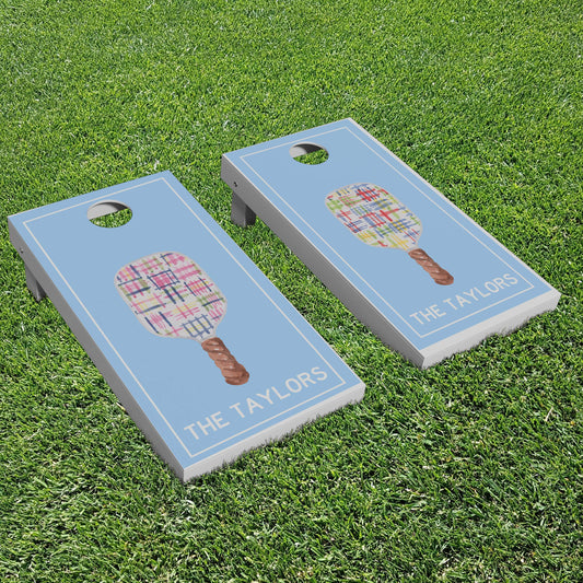 Luxury Personalized Marblehead Madras Pickleball Cornhole Boards - A Perfect Gift!