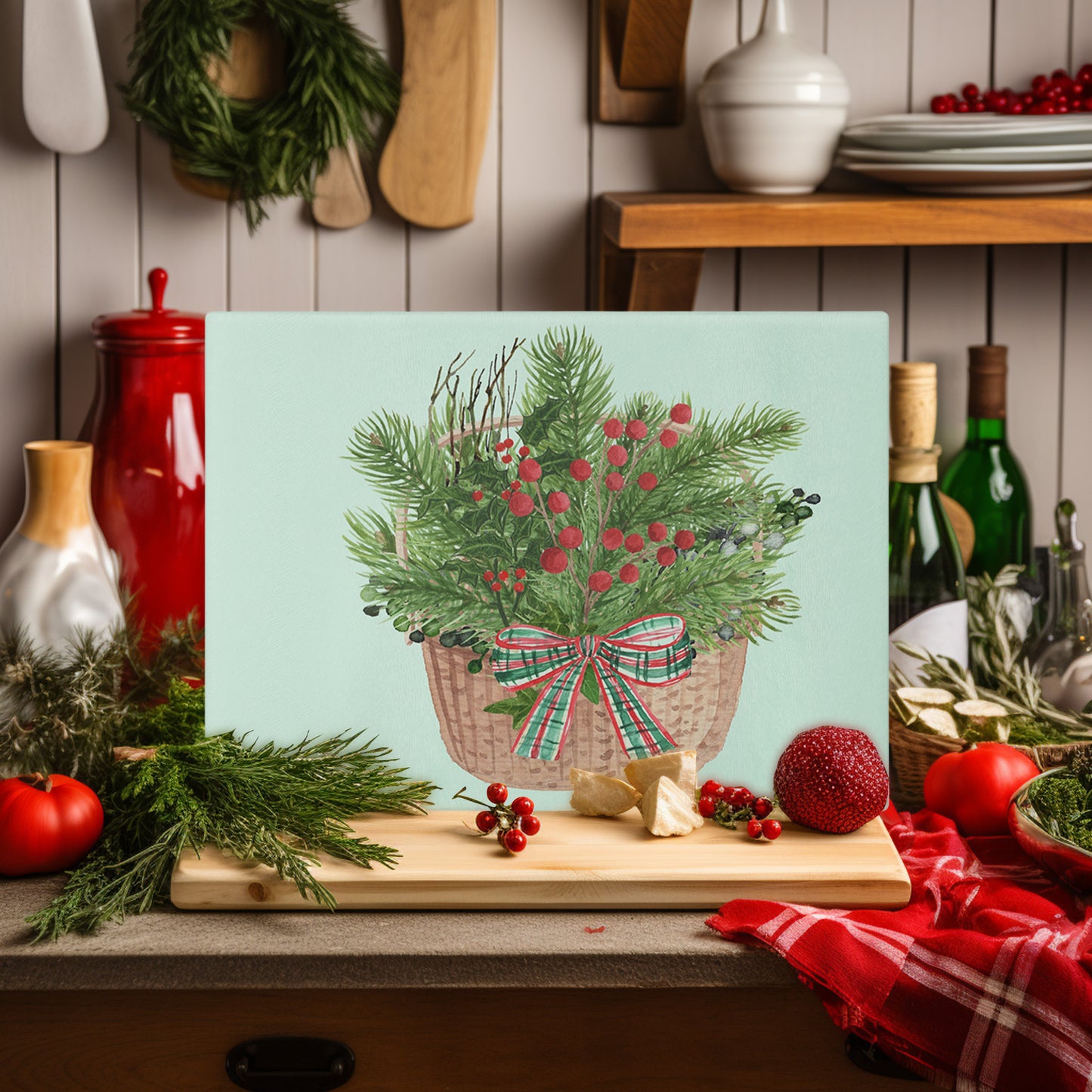 Tempered Glass Cutting Board - Winter Basket